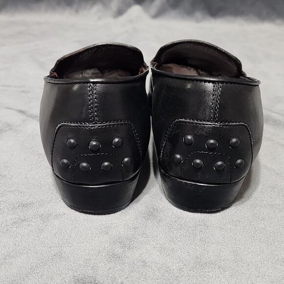 Tod's Loafer Shoes Women's 7 Black Leather Pointed Toe Low Heels Italy - Picture 4 of 15